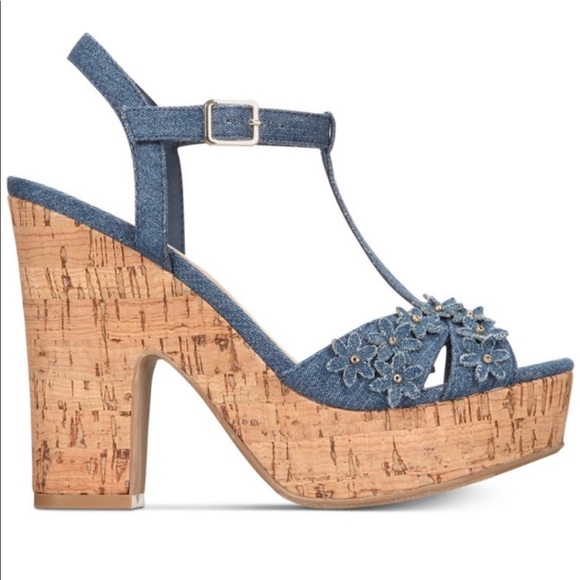 🛑SOLD!!🛑 Cork & Denim Platform Heels - Picture 3 of 13